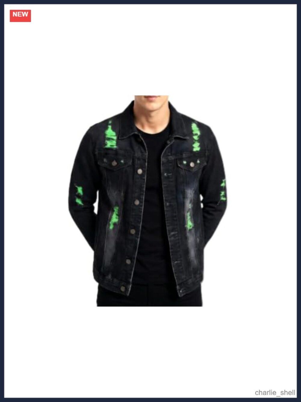Men's Stretch Denim Trucker Jacket Distressed Vintage Washed Casual
